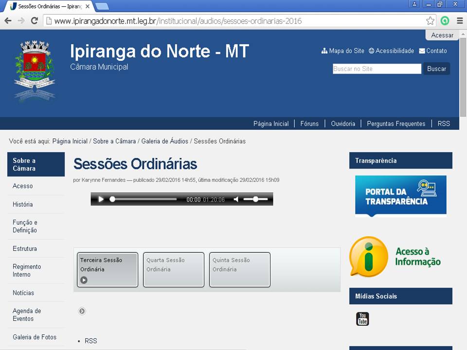 Áudio das Sessões
