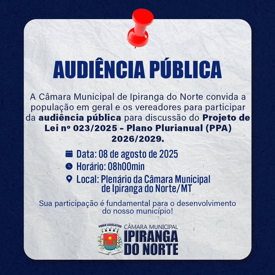 CONVITE AUDIÊNCIA PÚBLICA PPA 2026-2029