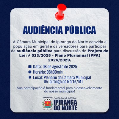 CONVITE AUDIÊNCIA PÚBLICA PPA 2026-2029