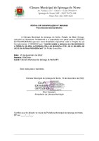 CÂMARA CONVOCA VEREADORES E POPULAÇÃO PARA SESSÃO EXTRAORDINÁRIA DO DIA 22/12/2022 AS 8:00HS