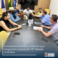 REUNIÃO ORDINÁRIA SOBRE A PAUTA DA 19ª SESSÃO ORDINÁRIA