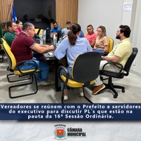 REUNIÃO COM O EXECUTIVO PARA ESCLARECER OS PROJETOS DE LEI QUE ESTÃO NA PAUTA DA 16ª SESSÃO