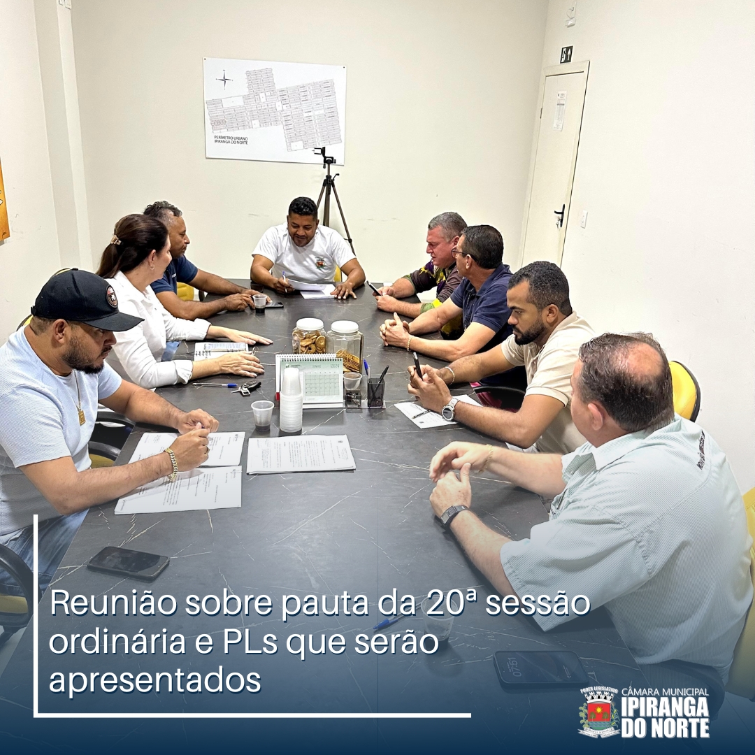 REUNIÃO DISCUTE PAUTA DA 20ª SESSÃO ORDINÁRIA E PROJETOS DE LEI EM ANÁLISE