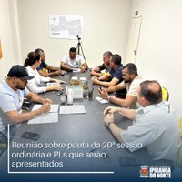 REUNIÃO DISCUTE PAUTA DA 20ª SESSÃO ORDINÁRIA E PROJETOS DE LEI EM ANÁLISE