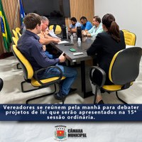 REUNIÃO SOBRE OS PROJETOS DE LEI QUE SERÃO APRESENTADOS NA 15ª SESSÃO ORDINÁRIA